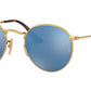 Round Flat Lenses RB3447N gold blue